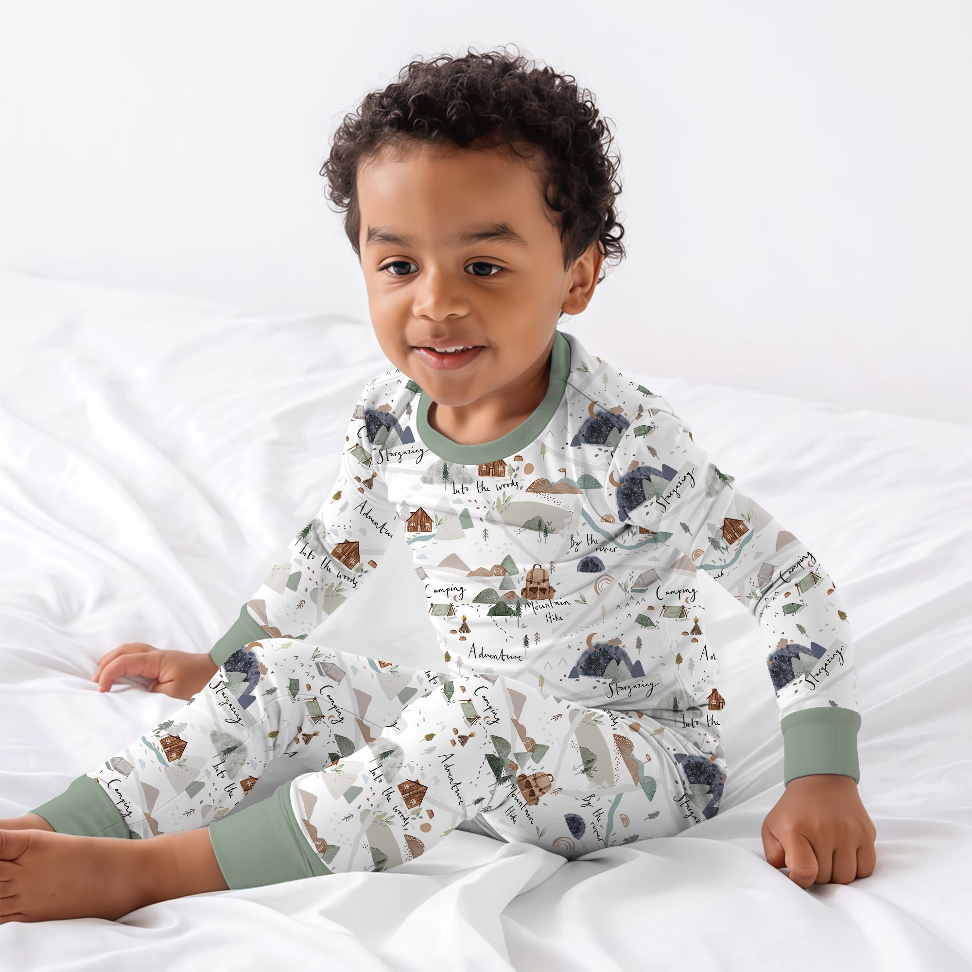Camping Route Map Two Piece Long Sleeve Pajama Set - StazzyBaby