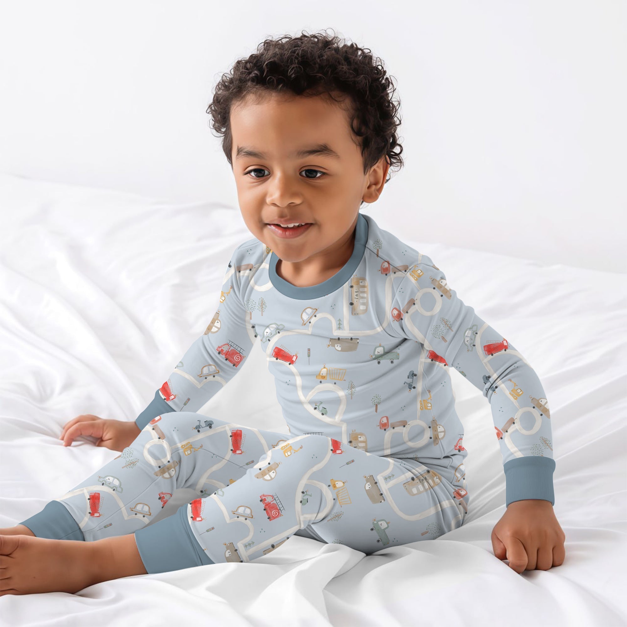 Car Route Map Two Piece Long Sleeve Pajama Set - StazzyBaby