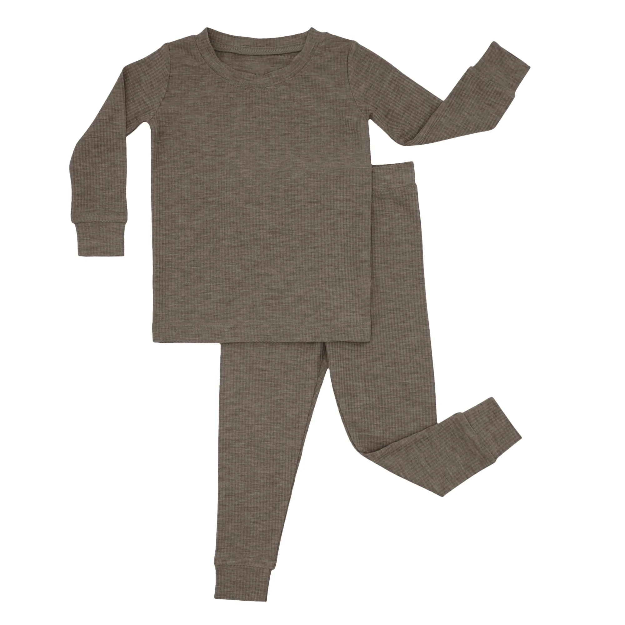 Cocoa Ribbed Two Piece Long Sleeve Pajama Set - StazzyBaby