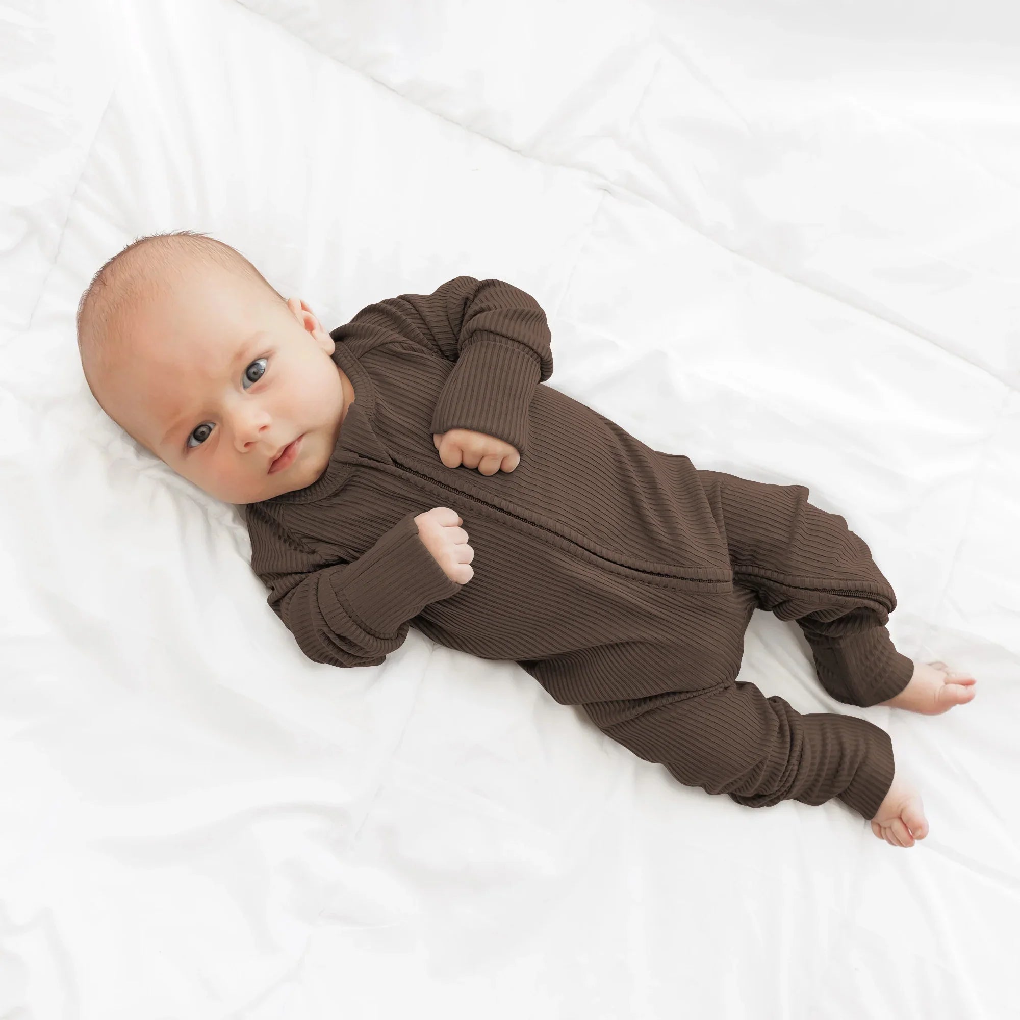Cocoa Ribbed Zippy - StazzyBaby