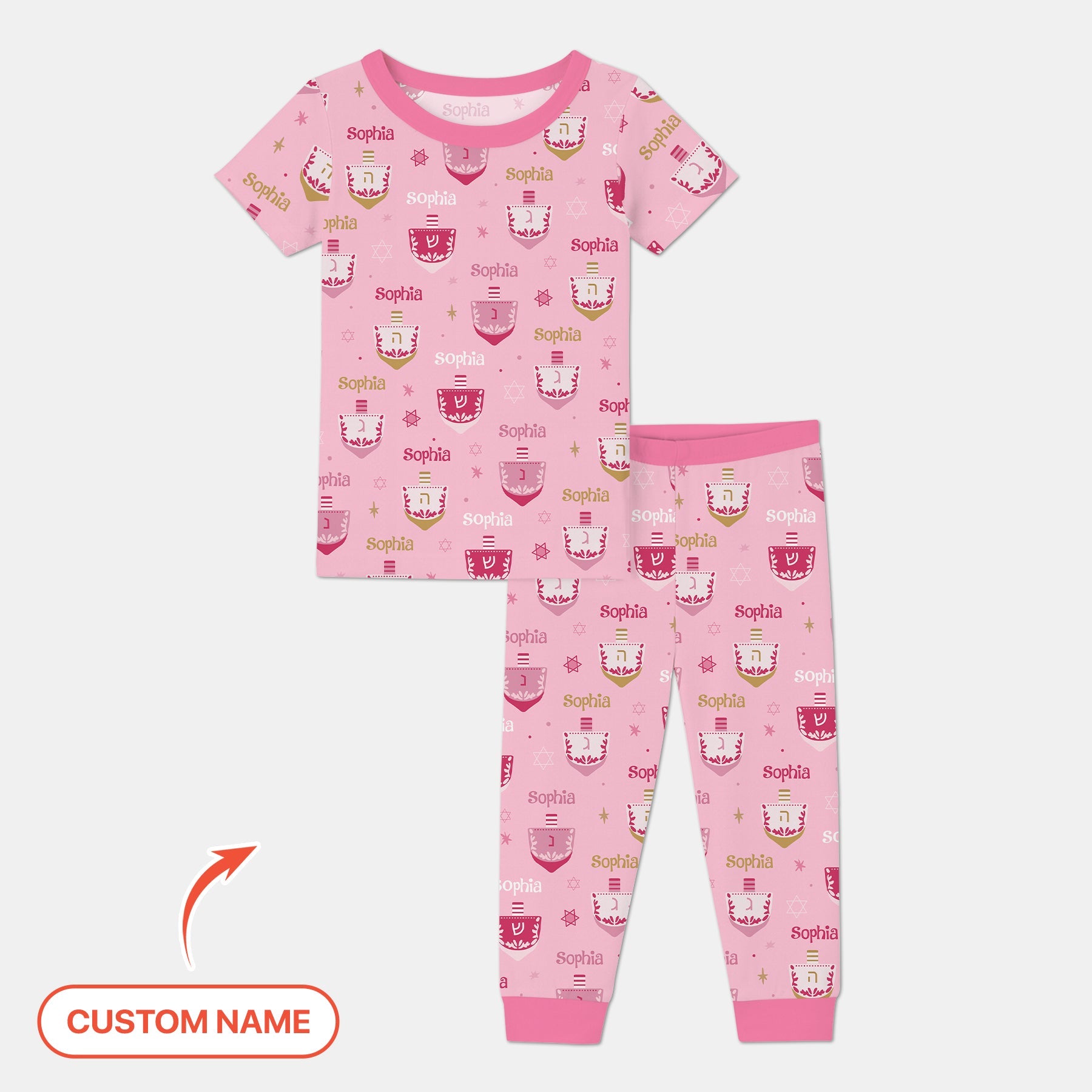 Hanukkah Dreidels Two Piece Short Sleeve & Pants Pajama Set - StazzyBaby