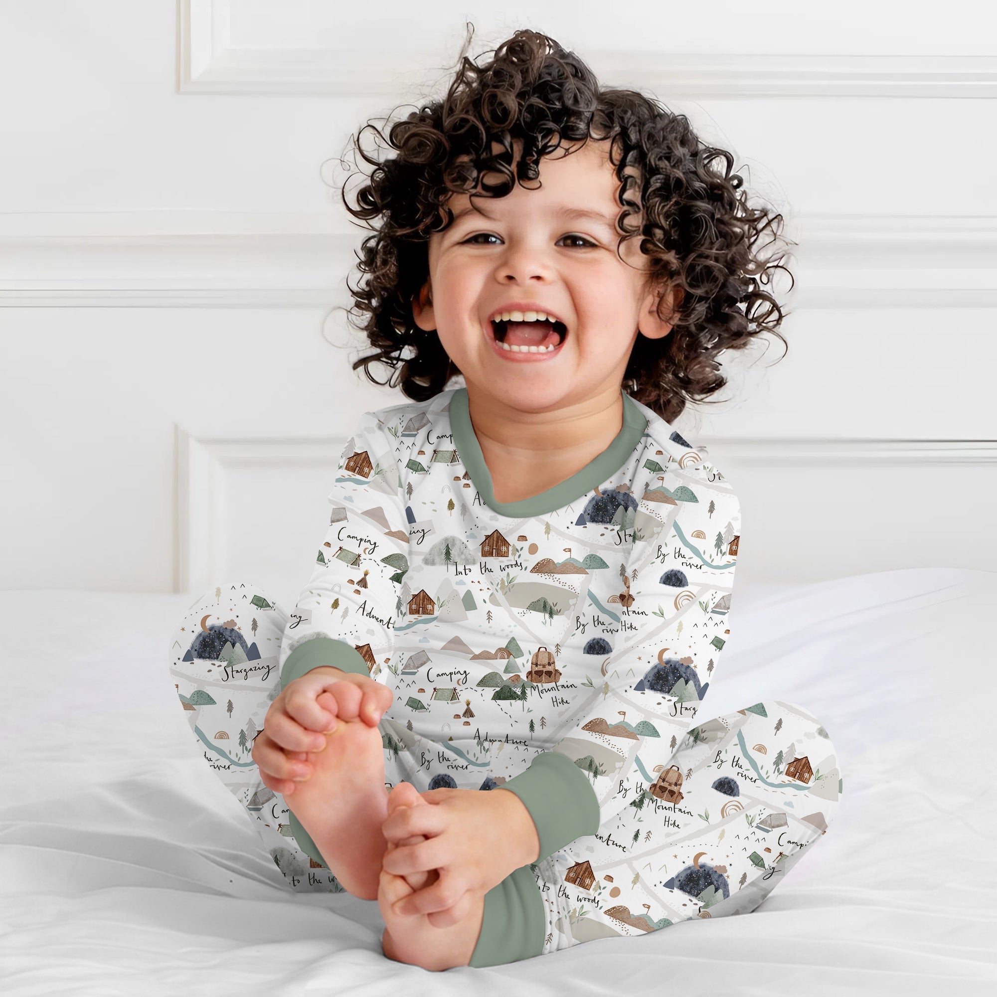 Camping Route Map Two Piece Long Sleeve Pajama Set - StazzyBaby