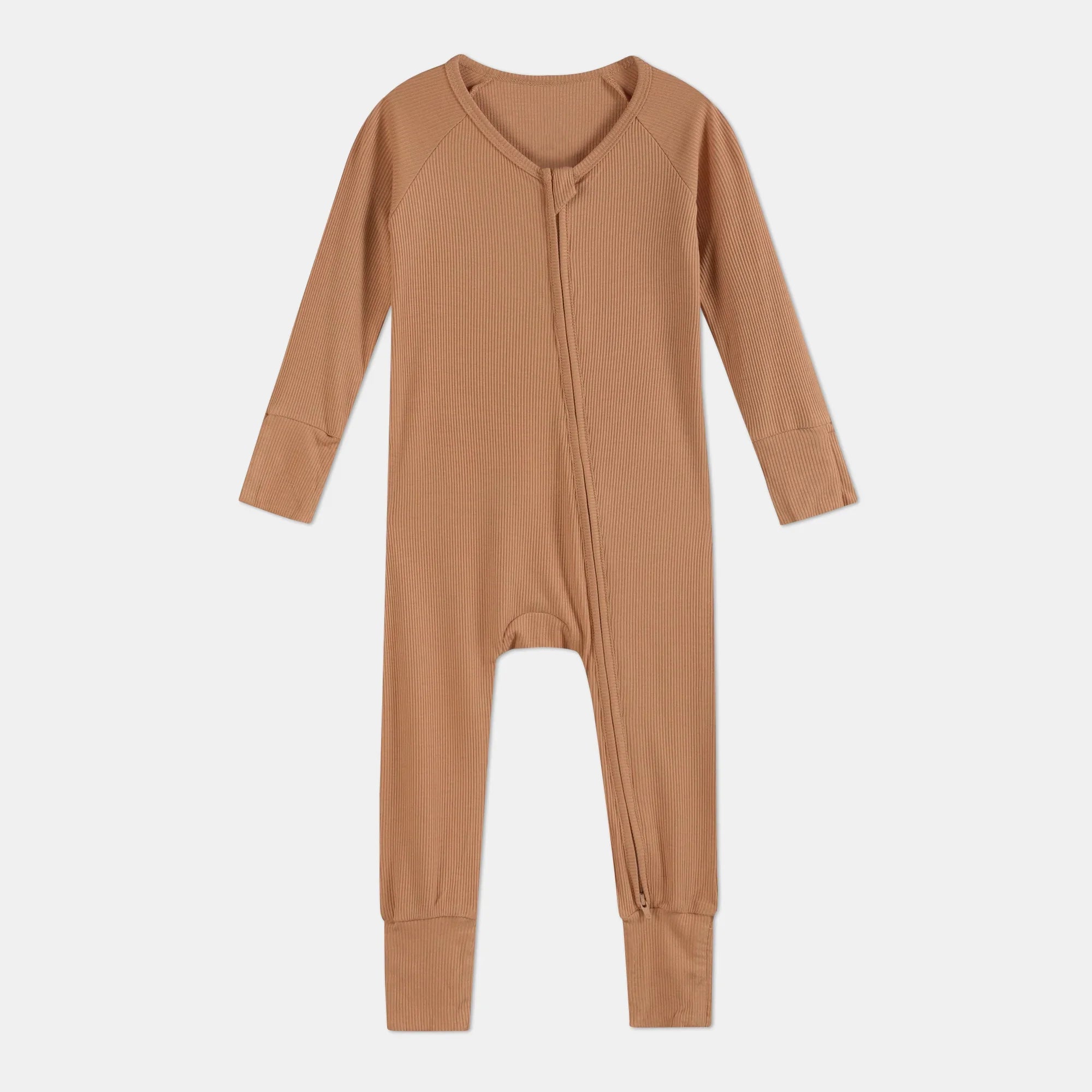 Caramel Ribbed Zippy - StazzyBaby