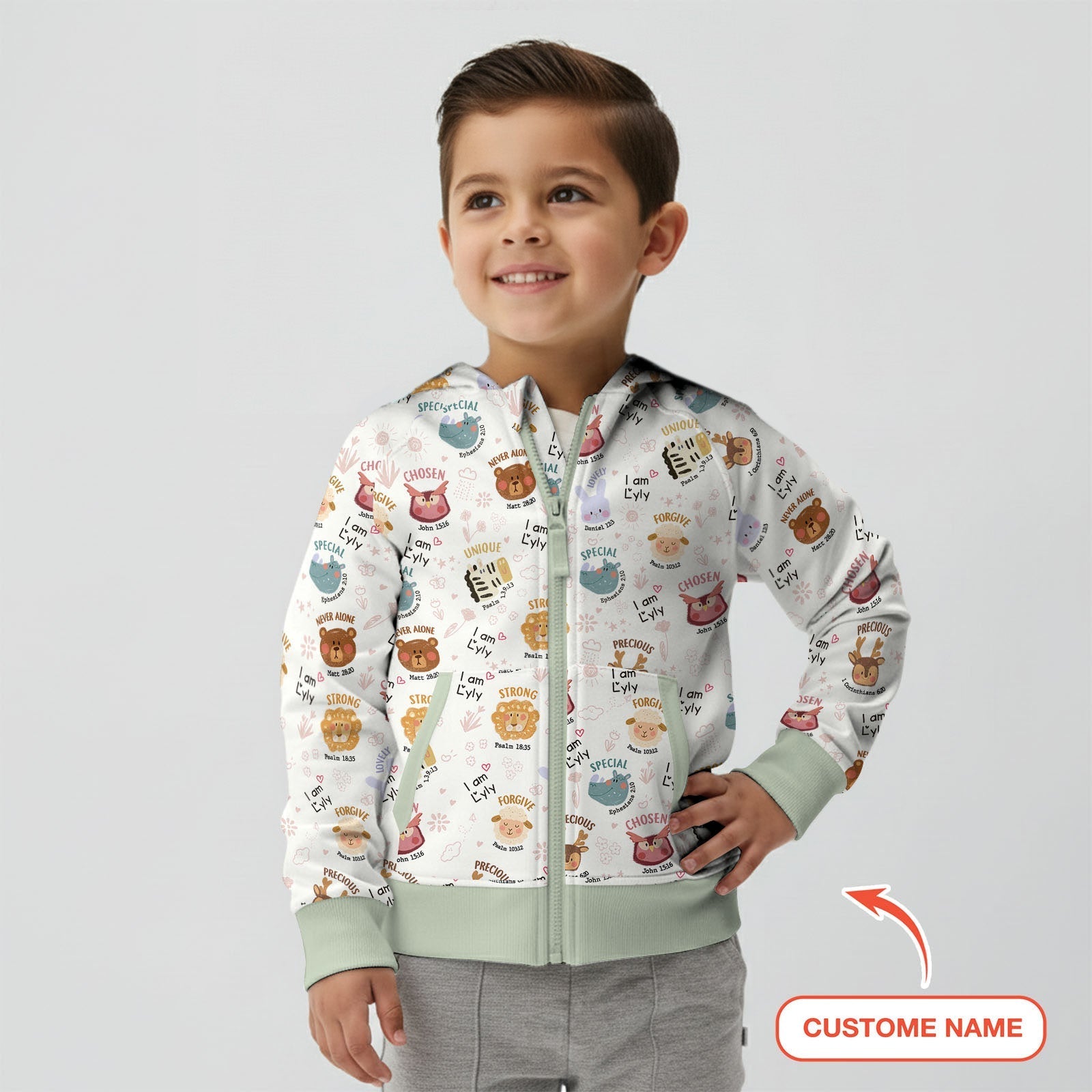 God’s Little Zoo Custom Name Zip Hoodie - StazzyBaby