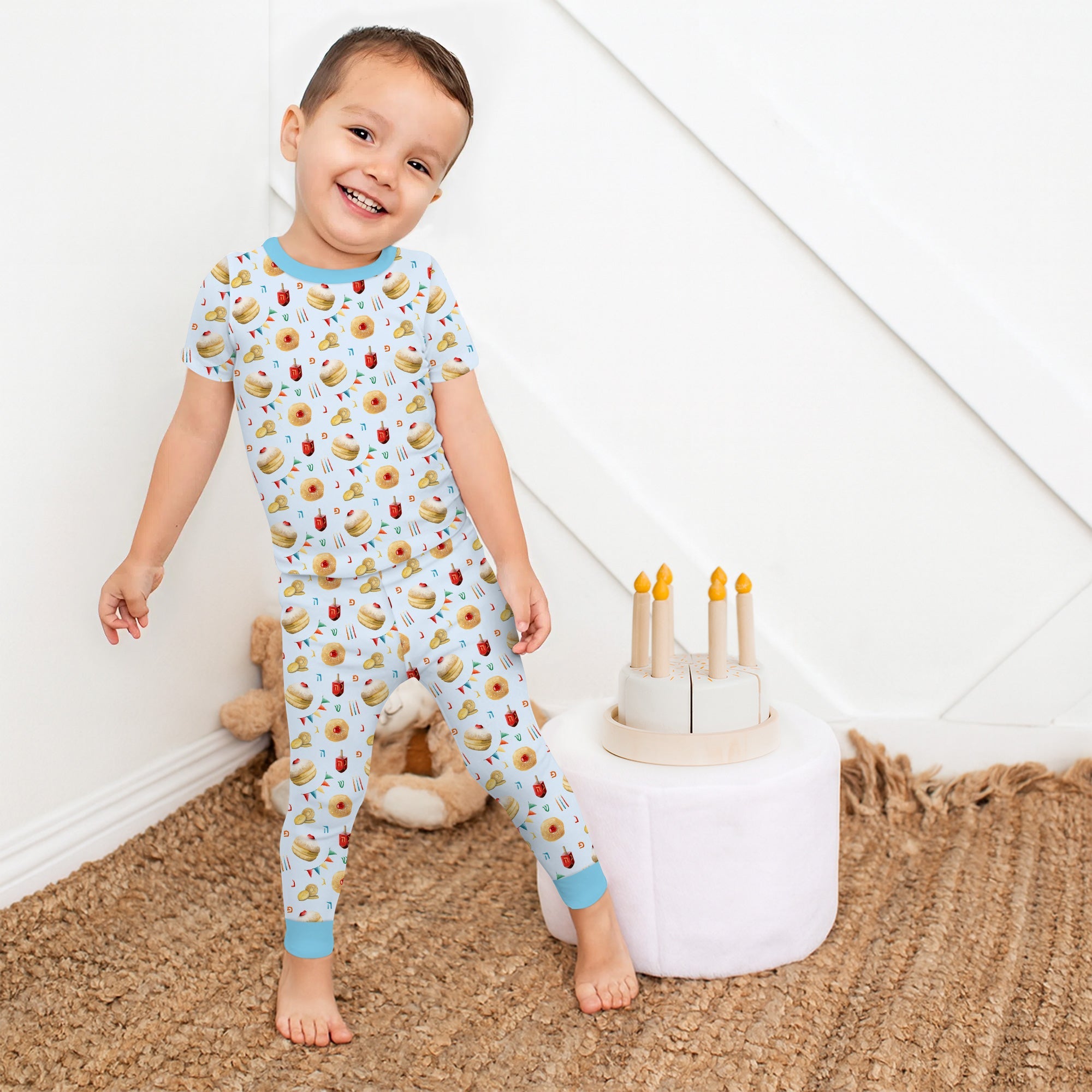 Hanukkah Donuts Two Piece Short Sleeve & Pants Pajama Set - StazzyBaby