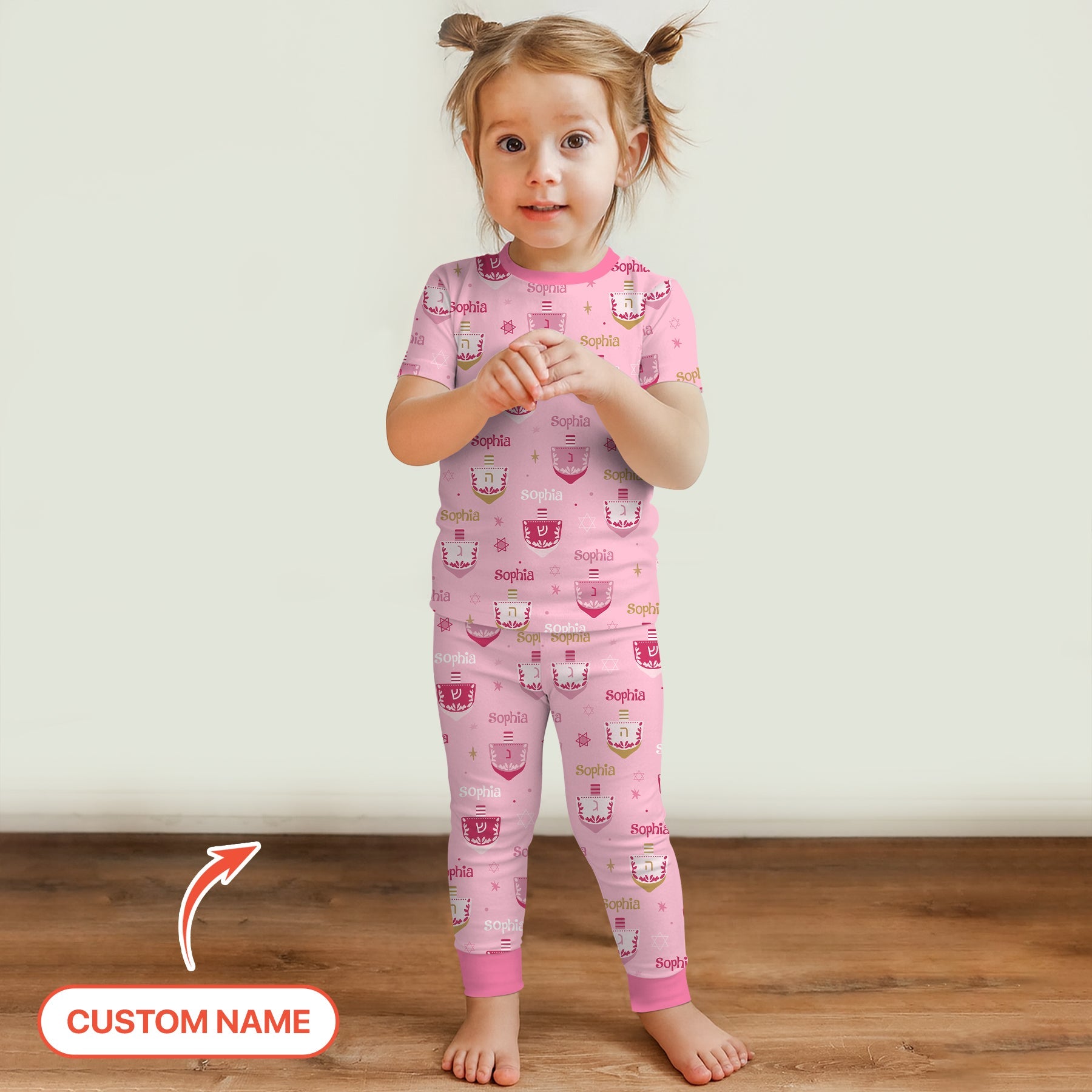 Hanukkah Dreidels Two Piece Short Sleeve & Pants Pajama Set - StazzyBaby