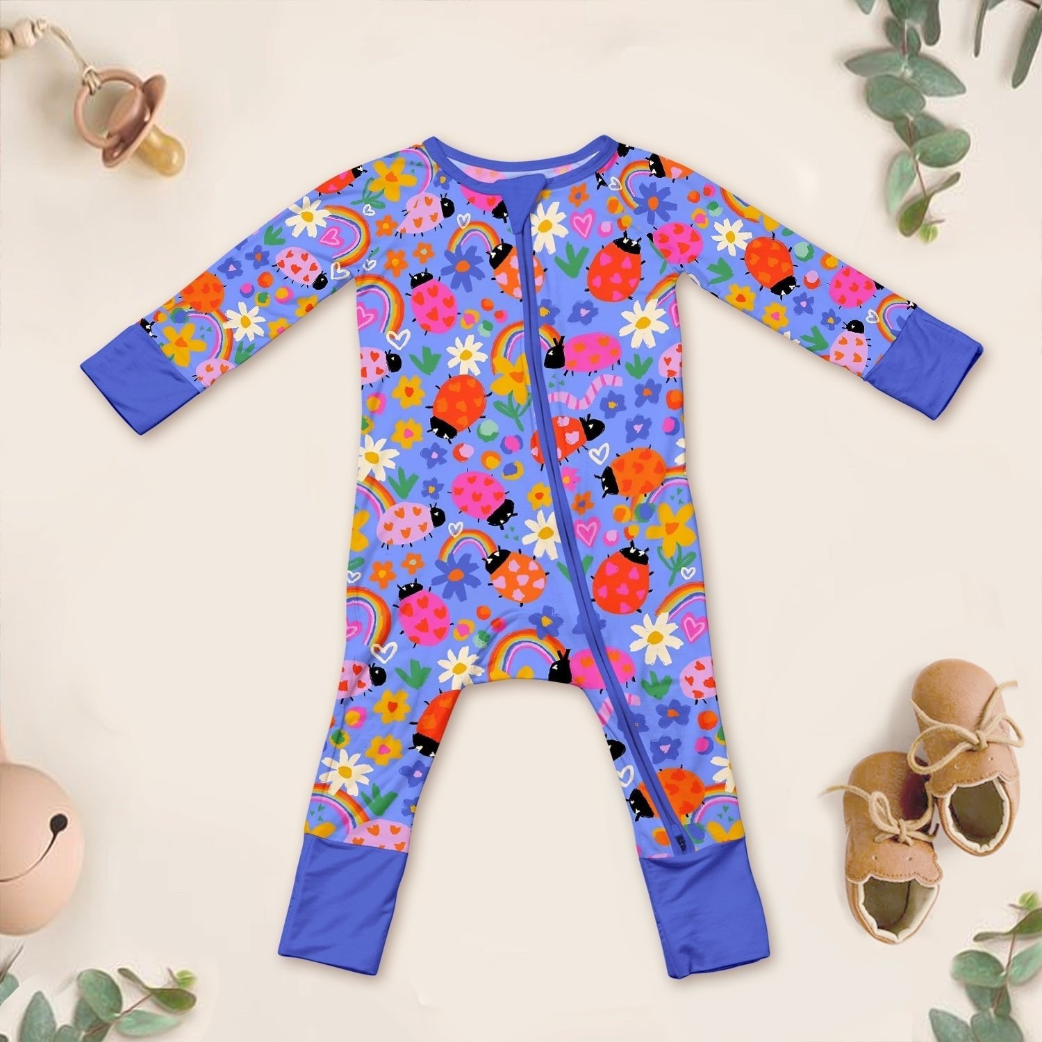 Lady Bugs Convertible Zippered Romper - StazzyBaby
