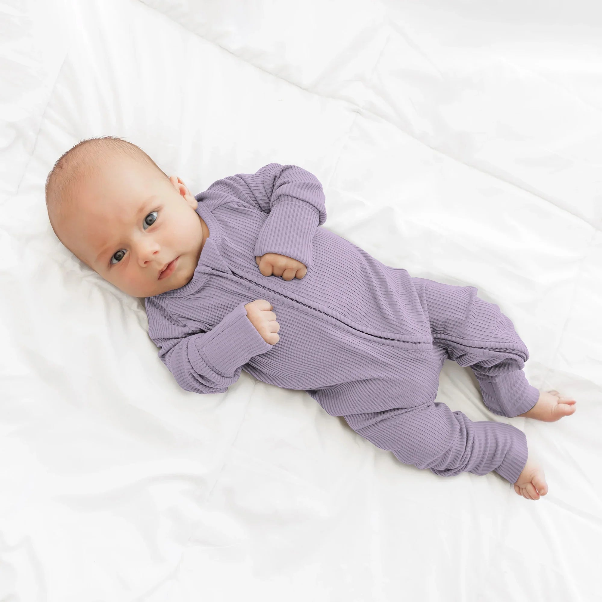Lavender Ribbed Zippy - StazzyBaby