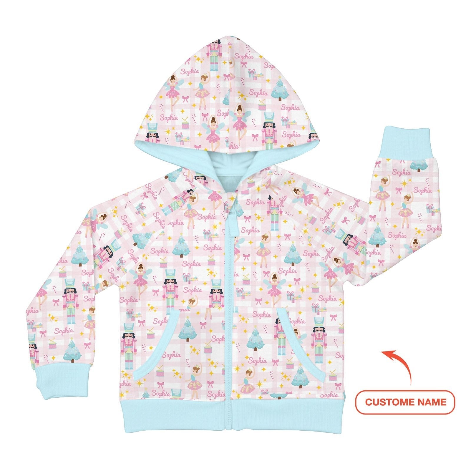 Nutcracker And Ballerinas Custom Name Zip Hoodie - StazzyBaby