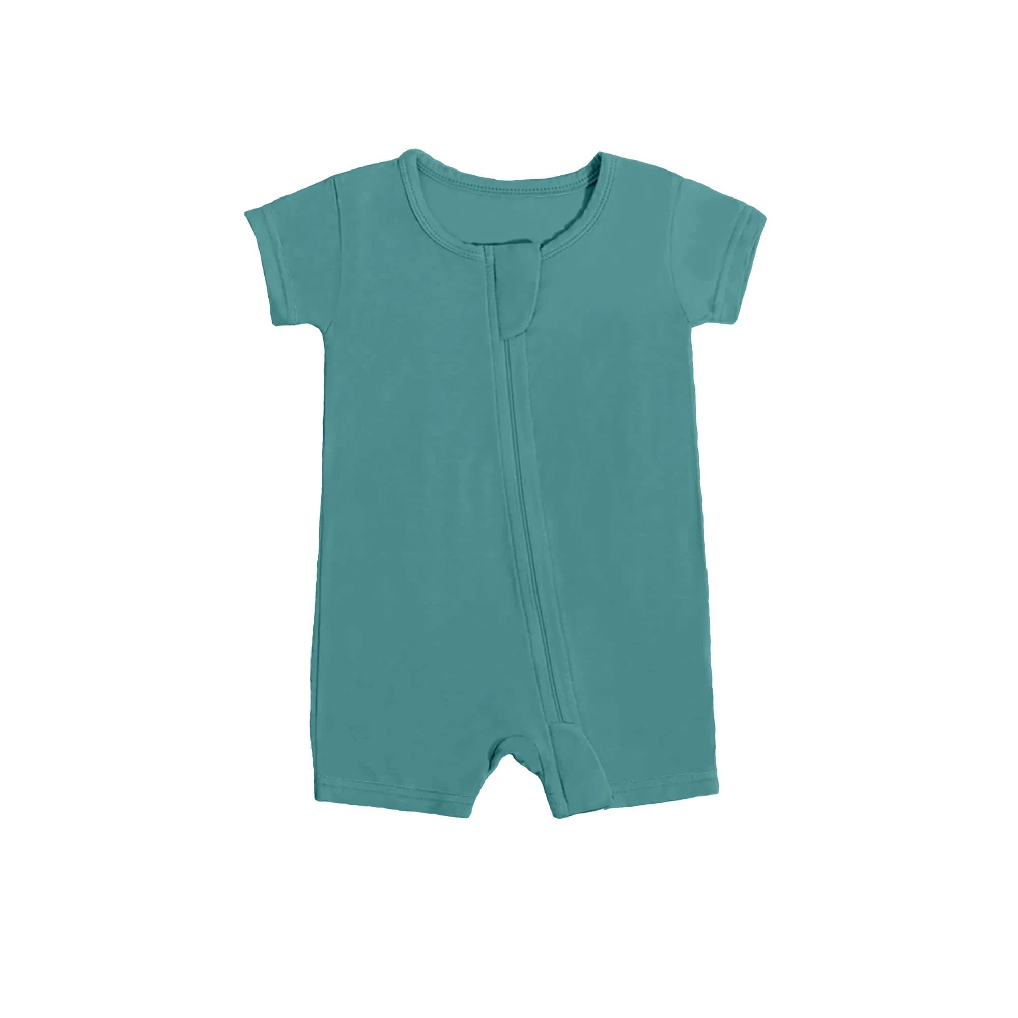 Shorty Zippered Romper in Cadet Blue - StazzyBaby